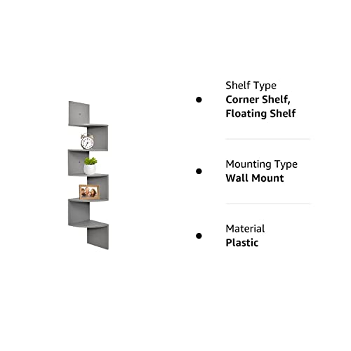 Greenco Corner Shelf, 5 Tier Floating Shelves for Wall, Wall Mount