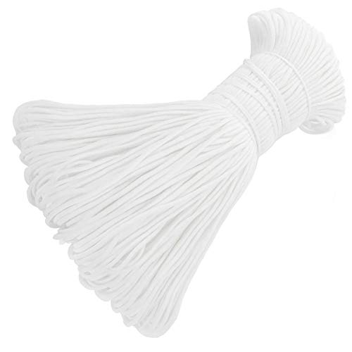 220 Yards 1/8 inch Elastic Cord for Sewing White Round Elastic Strap
