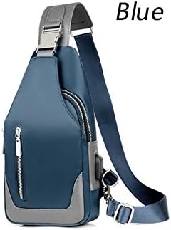 Men's Messenger bag shoulder Oxford Chest Bags Crossbody bags Man USB charging Multifunction Handbag,Blue