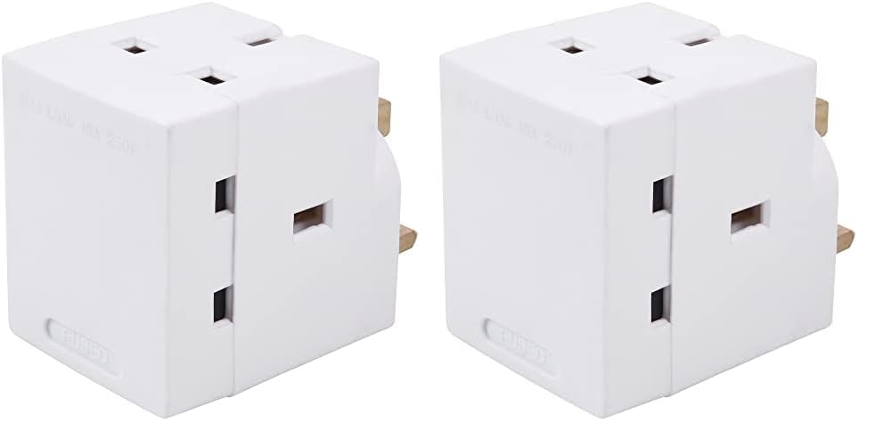 PRO-ELEC SL675 3 Way 13Amp Socket Adapter - 3 Plug Sockets, White (Pack of 2) — image 1