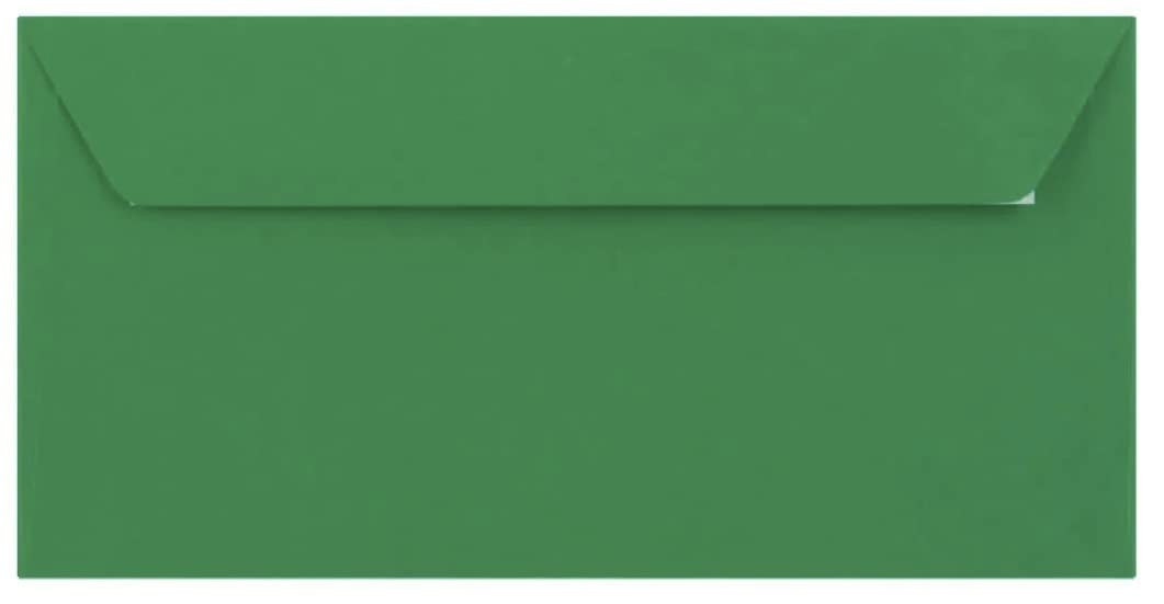 DL Coloured Envelopes for Greeting Cards Wedding Invitations Crafts Business Office 110mm x 220mm - Pack of 25 Envelopes (Dark Green Peel & Seal)