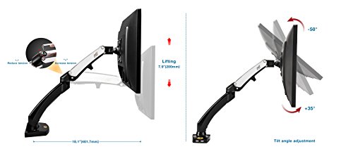 North Bayou Dual Monitor Desk Mount Stand Full Motion Swivel Computer Monitor Arm Gas Spring fits 2 Screens up to 27'' 14.3lbs Each Monitor