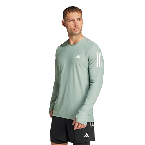 adidas Men’s Own The Run Long Sleeve T-Shirt, Silver Green