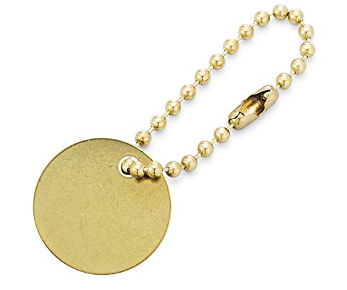1.25" Solid Brass Stamping Tags (50 Pack) Industrial Grade 0.040" Blank Chits for Pipe Valves, Keys, Tool and Equipment Labeling | Made in USA