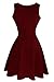 Sylvestidoso Women's A-Line Sleeveless V-Neck Pleated Little Wine Red Cocktail Party Dress (M, Wine Red)