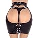 KILLREAL Women's Sexy Open Hip Faux Leather Mini Skirt Valentines Day Lingerie Control Panties Leather-Black Medium