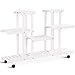 Giantex Rolling Flower Rack Wood Plant Stand on Wheels 6 Wood Shelves 12 Pots Bonsai Display Shelf Indoor Outdoor Yard Garden Patio Balcony Living Room Storage Rack Bookshelf Hollow Shelves (White)