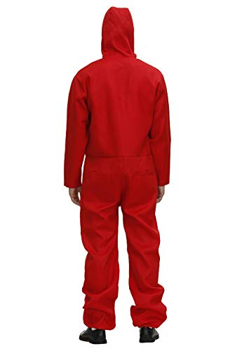 Halloween Costume Mens Red Coverall Long-Sleeve Jumpsuit with Mask Adult Cosplay Costumes L - Thumbnail 5