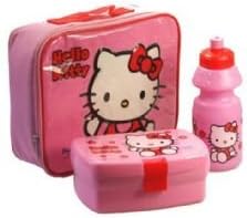 Hello Kitty Insulated School Lunch Box + Sandwich Cool Bag Drinks Bottle Set New
