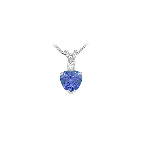 Cubic Zirconia and Created Tanzanite Solitaire Pendant 925 Sterling Silver 1.00 CT TGW