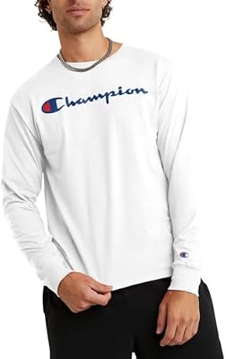Maglietta da Uomo, Classica a Maniche Lunghe, Comoda, Morbida, per Uomo (Reg. Or Big & Tall), Bianco, S