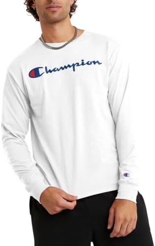 Maglietta da Uomo, Classica a Maniche Lunghe, Comoda, Morbida, per Uomo (Reg. Or Big & Tall), Bianco, S