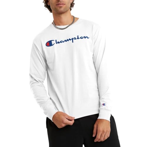 Maglietta da Uomo, Classica a Maniche Lunghe, Comoda, Morbida, per Uomo (Reg. Or Big & Tall), Bianco, S