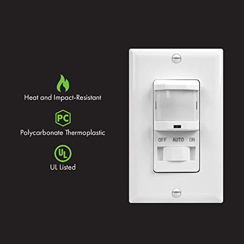 TOPGREENER inWall PIR Motion Sensor Light Switch, Motion Sensor Switch, Occupancy Sensor Switch