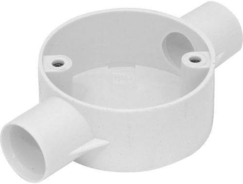 PVC Conduit Circular Boxes Two-Way-Through- 20mm / 25mm White (25mm)