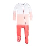 Burt's Bees Baby Baby Girls' Organic Print Zip Front Non-Slip Footed Sleeper Pajamas, Sunset Dip Dye, 6-9 Months
