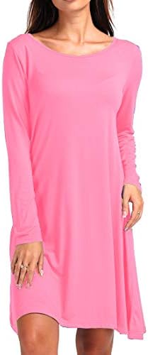 ShiZiBan Plus Size Women's Casual Swing Loose Fit Comfy Flattering Tunic Tops.Flare Long Sleeve T Shirt Dress