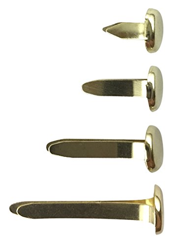 Clipco Paper Fasteners Jar Assorted Sizes Mini Small Medium and Large Brass-Plated (400-Pack) - Thumbnail 2