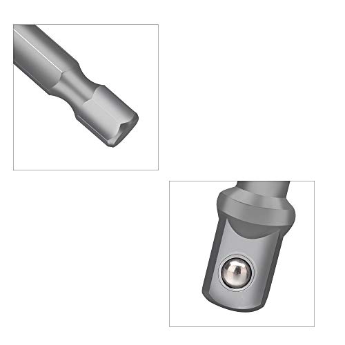 Drill Socket Adapter for Impact Driver with Hex Shank to Square Socket Drill Bits Bar Extension set 8 Pieces