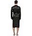 FAYBOX Men Satin Robe Long Bathrobe Lightweight Sleepwear Black L