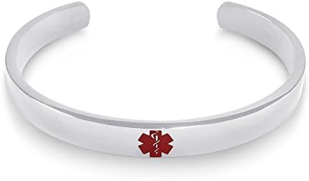 Free Engraving- Stainless Steel Polished Medical Alert ID Tag Identification UNISEX Bracelet - MEDI.D 32