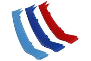 X XOTIC TECH Xotic Tech M-Colored Tri Grille Insert Trims Strips, Front Center Kidney Grilles Compatible with BMW F32 F33 F36 4 Series M-Sport 2014-2018 (9-Beam Black Curved Grill)