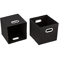 Household Essentials 34-1 Decorative Storage Cube Set with Removable Lids | Black | 2-Pack