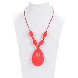 Consider It Maid Silicone Teething Necklace for Mom to Wear - FREE E-BOOK - BPA FREE and FDA Approved - Baby Love (Scarlet Red)