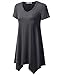 URBANCLEO Womens Short Sleeve V-Neck Tunic Top Long T-Shirt Charcoal XLarge