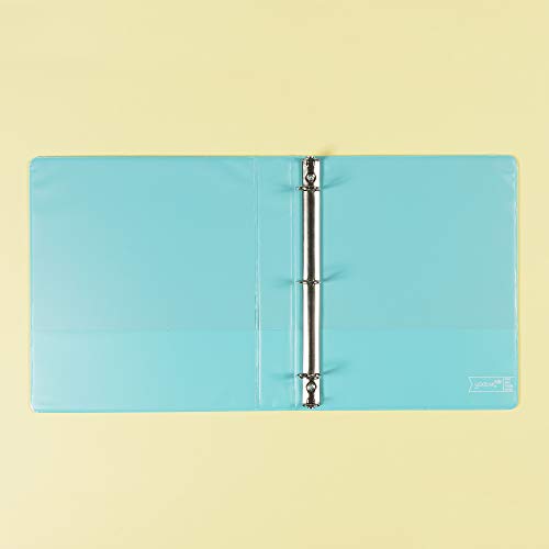 Yoobi 3-Ring Binders | 3-Pack, 1 Inch Size | Aqua | Holds 275 Pages Each, with Pockets for Organization | for School, Home, or Office Use