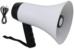 Portable Megaphone Bullhorn, 30W Rechargeable Speaker with 300S Recording, 500M Range, Volume Control, Sports Cheerleading