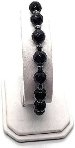 Genio Ducati Faceted Black Onyx and Faceted Hematite Bracelet