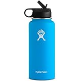 Hydro Flask Double Wall Vacuum Insulated Stainless Steel Sports Water Bottle, Wide Mouth with BPA Free Straw Lid