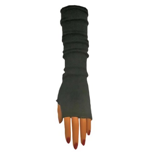 Luxury Divas Long Black Tight Fitting Arm Warmers With Thumb Hole