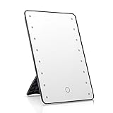 Ovonni L206 16 LEDs Touch Screen Makeup Mirror Portable Adjustable Tabletop Countertop Lighted Make-up Cosmetic Vanity Mirror (Batteries Included), Black