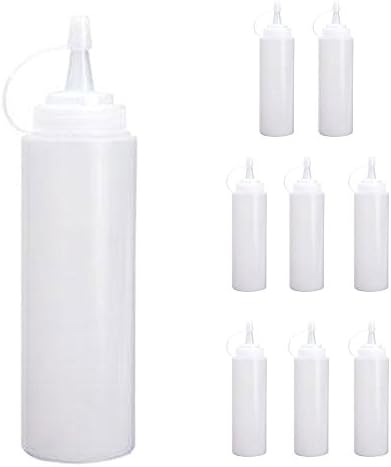 Goodservice4y Plastic Bottle Dressing Squeeze 8-oz/12-oz/16-oz/24-oz (8PCS 24oz Clear)