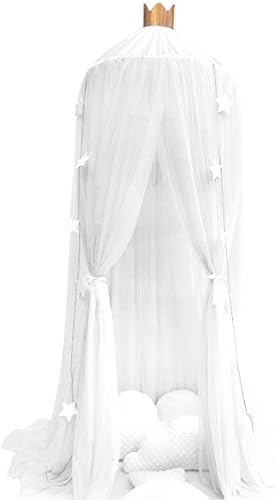 Kintin Mosquito Net Canopy Bed Kids Play Tent Round Lace Dome Netting Curtains Canopy for girls bed Baby Boys Playing Reading Indoor Games House (White)