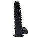 FAAK Silicone Bumpy Dildo G-Spot Novelties Female Masturbator Soft Flexible Adult Toy Cock with Suction Base Waterproof (Black)thumb 4