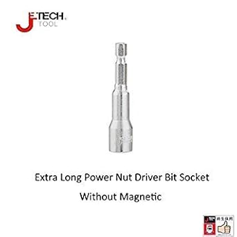 Generic 019211 : Jetech 1pc quick release extra long deep 1/4" hex shank screw nut driver nutdriver drill bit adapter hex power tools non-magnet