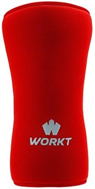 Workt Knee Compression Support Sleeve for CrossFit, Weightlifting, Powerlifting, Exercise &amp; Sports – Made in the USA with Sustainable &amp; Eco-Friendly Ecoprene Neoprene – 7MM – 1 Sleeve (Red, M)