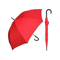 RainStoppers Umbrella 48" Auto Open with Black Hook Handle, Red, 48" Arc