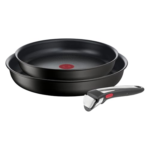 Tefal Ingenio Unlimited On 3-teiliges Pfannenset abnehmbarer Griff, 24/28 cm, platzsparend, stapelbar, Pfannenset Induktion mit Antihaftversiegelung, einfache Handhabung und Reinigung, L39591
