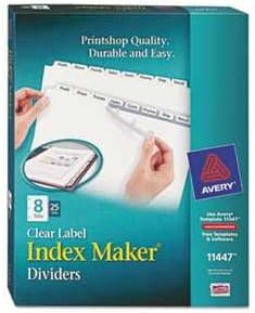 Avery 11447 Index Maker, Laser, Punched, 8-Tabs, 25 ST/BX,8-1/2"x11",CL