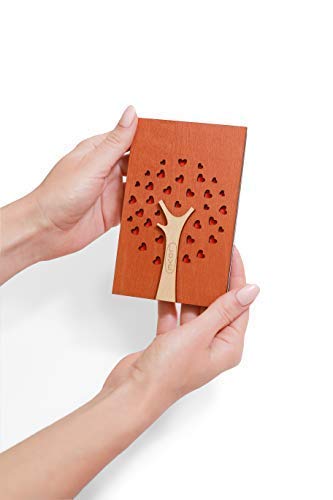 Handmade Real Wood Love Card with Stand, best Wooden Gift for Wedding Anniversary Valentine\'s Day Happy Birthday cute Present for Him Boyfriend Men Husband or Her Girlfriend Women Wife. Family Tree.