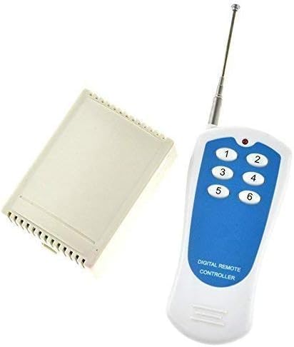 Pxyelec DC 12V 1000M 6-Channel Wireless Remote Control Switch White&Blue Transmitter