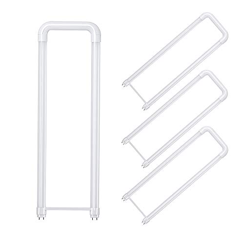 T8 U Bent LED Tube Light - Romwish 18W(40W Replacement) 2x2FT U Bend LED Bulbs, 6 in. Leg Spacing, 5000Kelvin Daylight, 2000 Lumens, Dual-Ended Powered, Ballast Bypass, Frosted Cover (4 Pack)