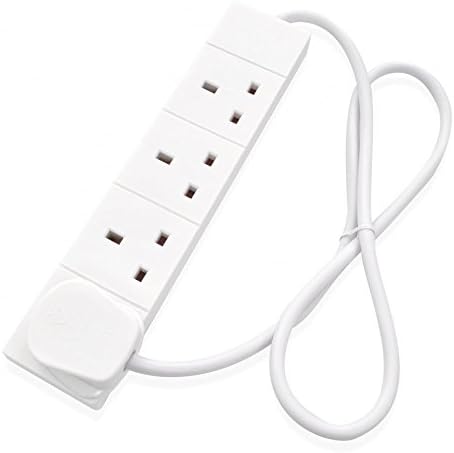 4-Way Extension Lead - Four Gang Multi Plug Socket - White Power Cable 1m