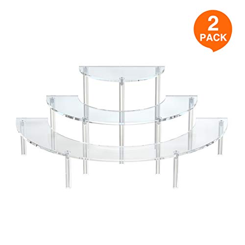 RonXer Acrylic Half Moon Display Stand Risers for Funko Pop Doll Collection Figures,3 Tier Retail Display Stand for Counter Top Table,2pack