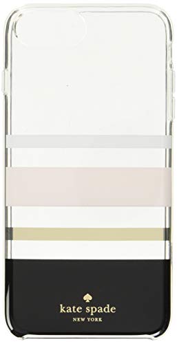 Kate Spade New York Protective Hardshell Case (1-PC Comold) for iPhone 8 Plus, iPhone 7 Plus & iPhone 6 Plus/6s Plus - Charlotte Stripe Black/Cream/Blush/Gold Foil