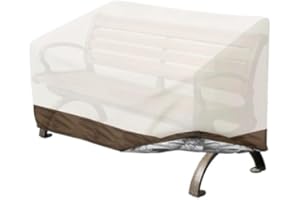 Hoypeyfiy Waterproof Outdoor Bench Cover Beige & Brown Oxford Fabric Bench Cover for 2-Seater Bench Loveseat Furniture for Outside Garden Park Patio